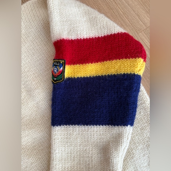 Vintage Polo by Ralph Lauren Wool Sweater Off White with Stripes Small - Picture 6 of 11